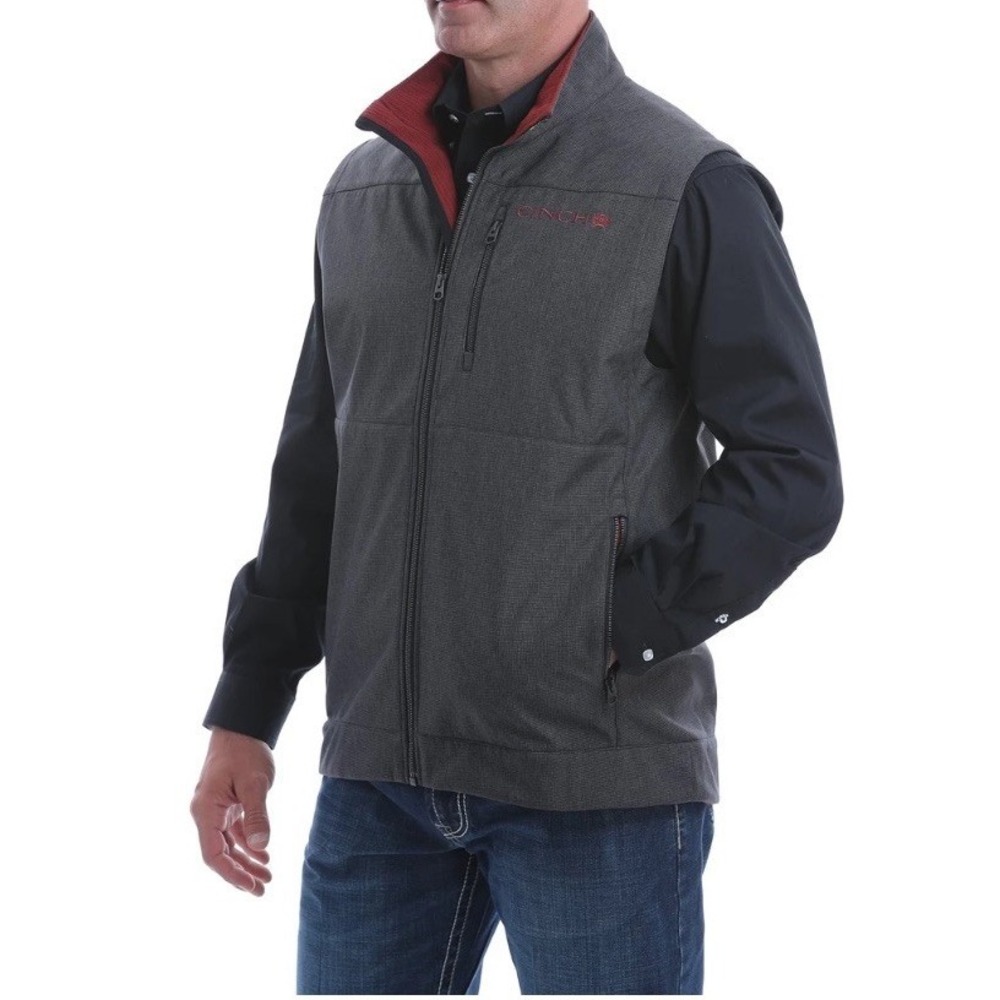 CINCH Bonded Vest Men's Sz XL New Charcoal Gray Textured Logo 1515006‎ Western